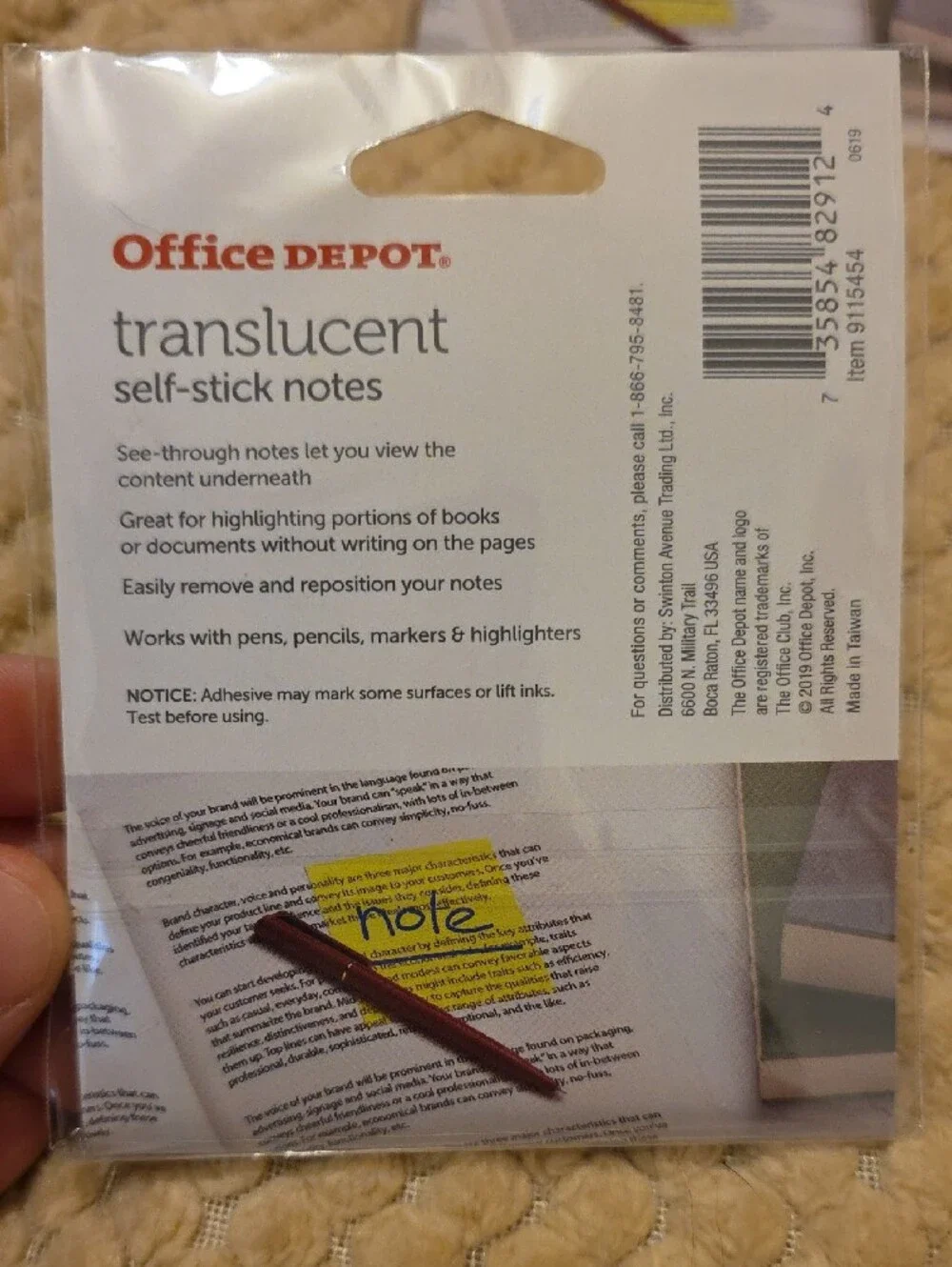Translucent Self-Stick Notes -3 Orange & 1 Yellow (4 Pack) From Office Depot